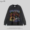 Unisex Übergroßes Hip Hop Streetwear Grafik-T-Shirt Schweres Gewaschenes Baumwoll-Langarm-T-Shirt Herren Damen