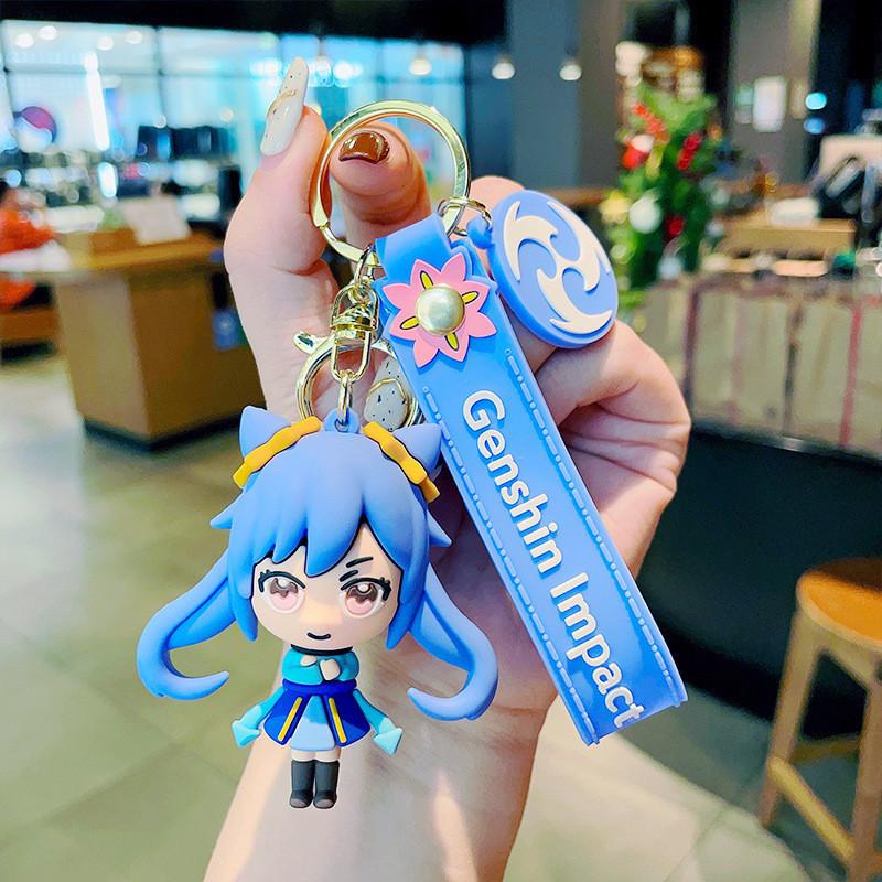 Portachiavi in ​​silicone con simpatico personaggio di Genshin Impact, adorabile statuetta in PVC per borse e telefoni.