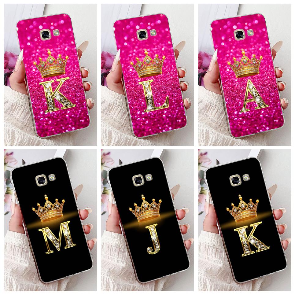 Case For Samsung Galaxy A5 2017 A520F Bumper Cover Samsug A5 2016 A510F Initials Letter Pattern Soft TPU Silicone Transparent