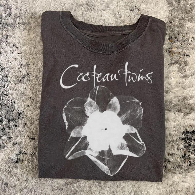

Cocteau Twins Floral Graphic Tee Summer Unisexs and Womens Loose and Breathable Tshirt Top 4XL