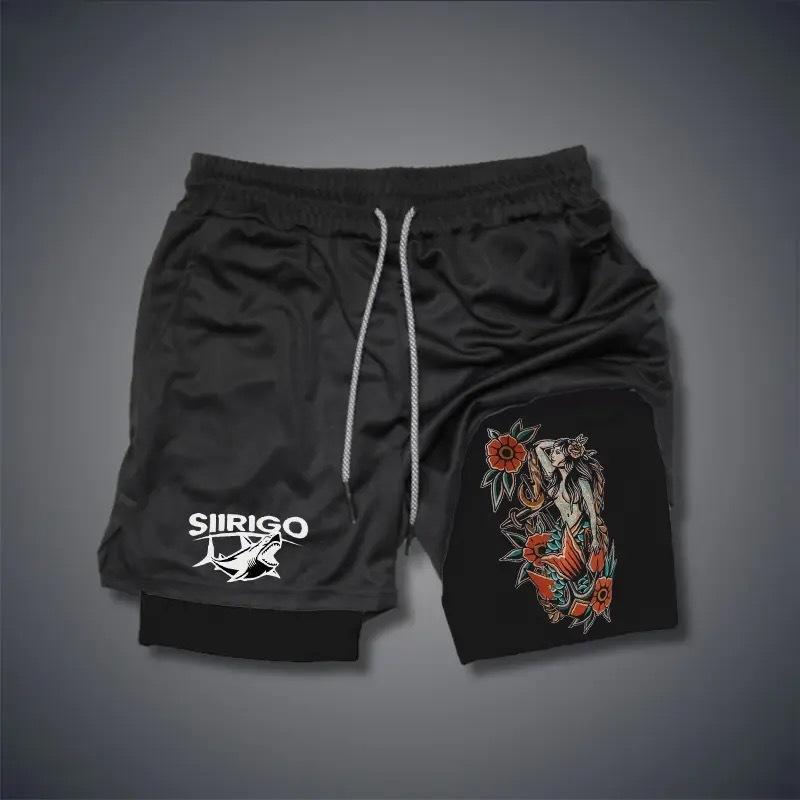 Fancy Style Studio Nieuwe Heren Zomer Dunne Dubbellaagse Twee-in-&eacute;&eacute;n Fitness Sport- en Casual Shorts 3XL
