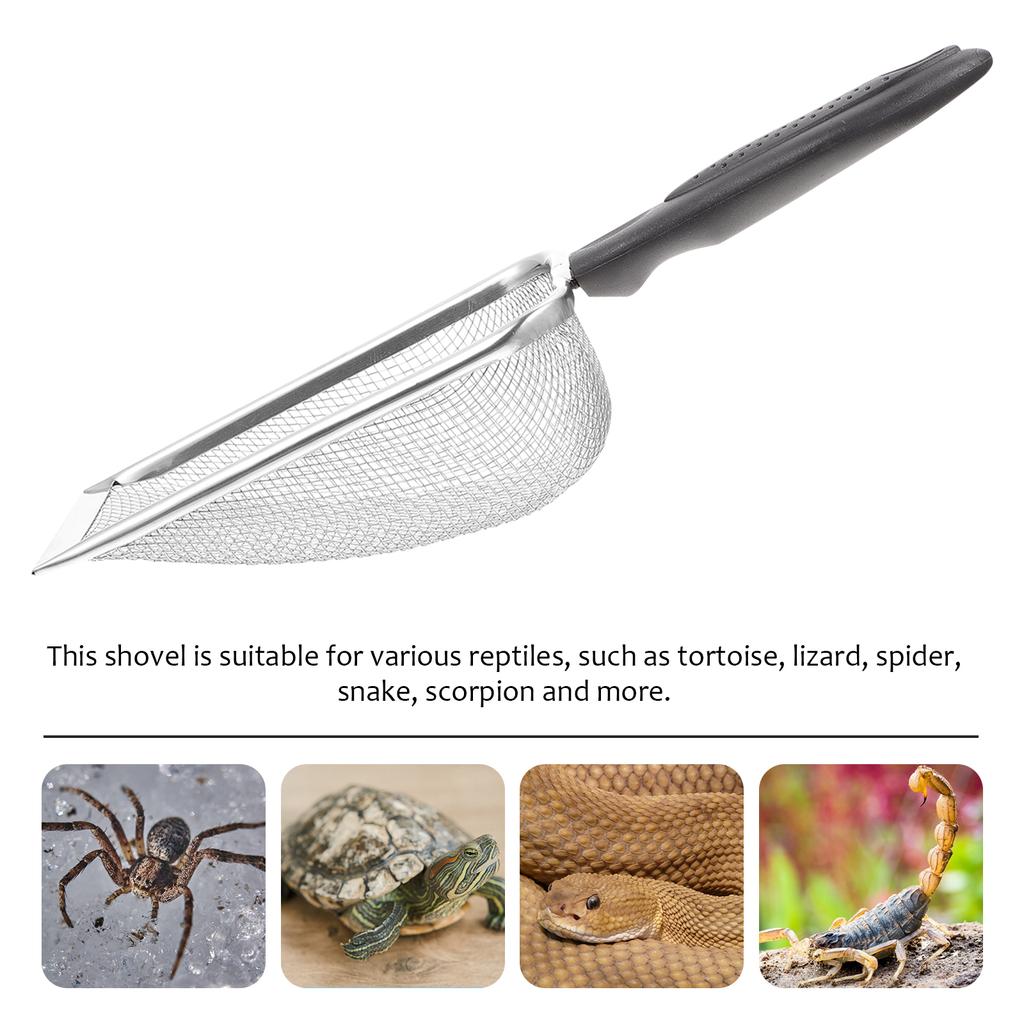 1pc Stainless Steel Reptile Sand Shovel Filtering Mesh Litter Scooper Substrate Cleaner Fine Bedding Sifter Metal Scoop Tool