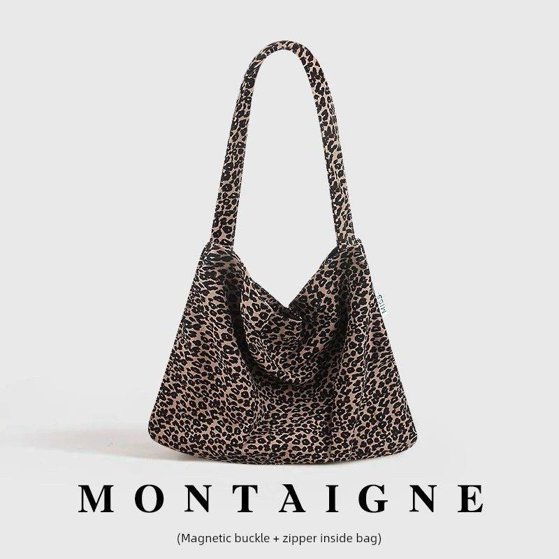 

Французский корейский цветочный леопардовый принт ленивый нишевый стиль холщовая сумка A Brown Leopard-Brown Leopard