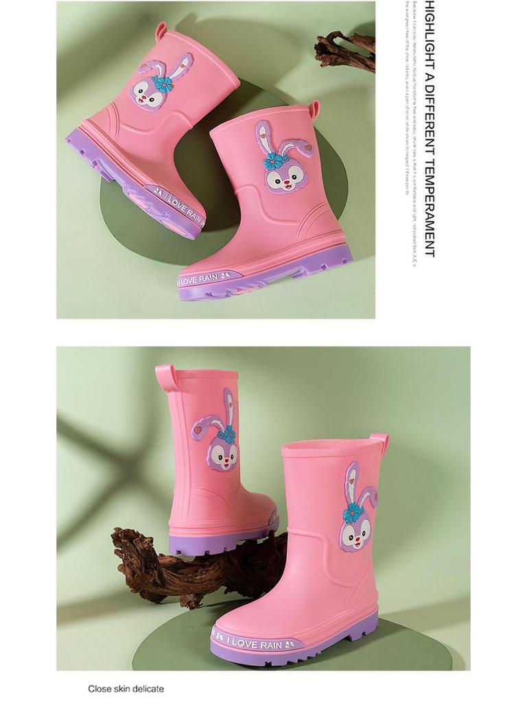 Children's Cartoon Mid-Calf Waterproof Rain Boots - Non-Slip, Thick, and Cute for Boys and Girls