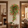 Ornament Simulationspflanze Ranke Rot Orange Frucht Hängende Girlande Hohe Qualität Pflanzenwand Geschenk