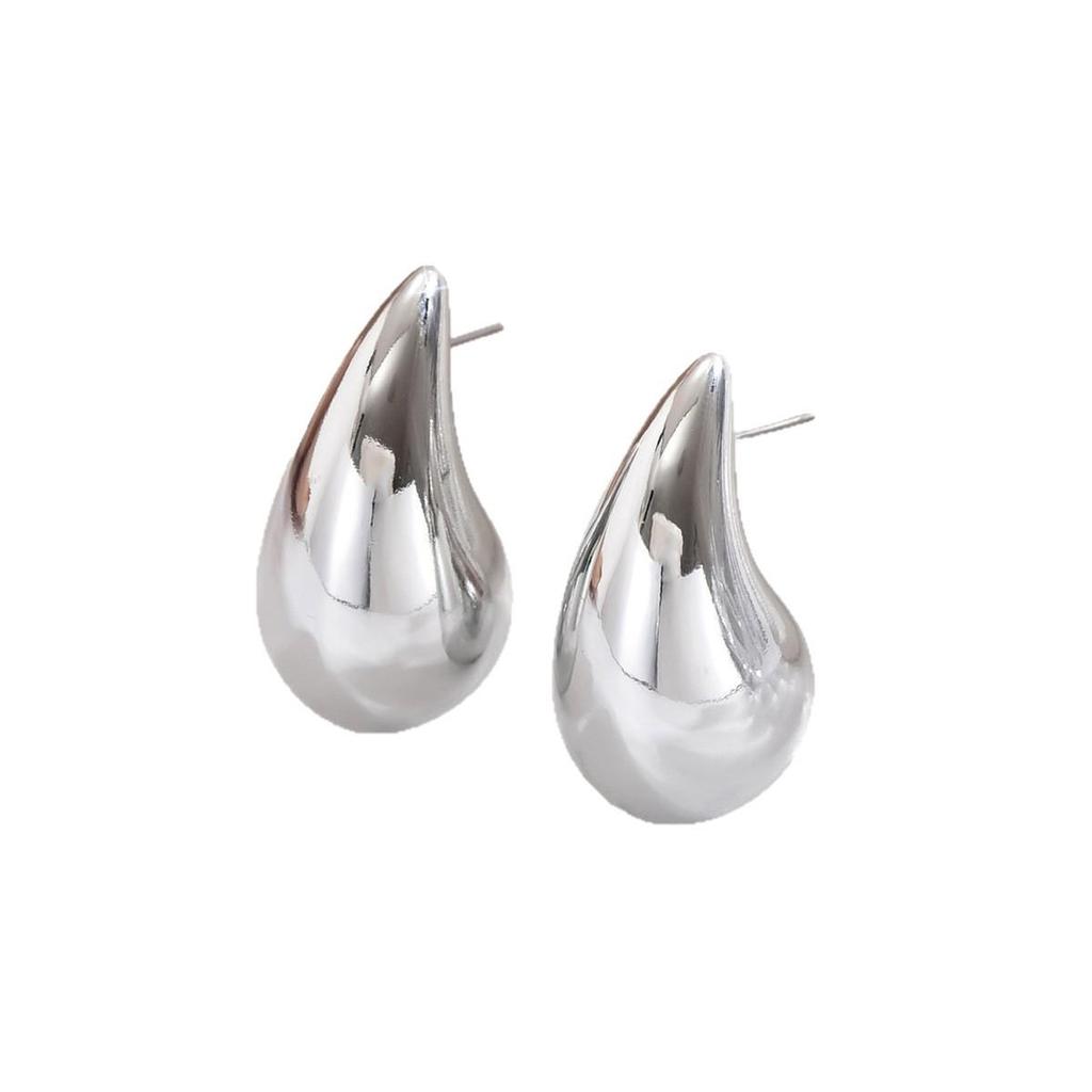 Exaggerated Punk Water Drop Earrings: Large Teardrop Pendant with Bright Finish