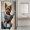 Jit1pc Yorkshire Terrier Pattern Print Shower Curtain, High-End Elegant Easy-To-Install Bathroom Curtain for Home Decoration,