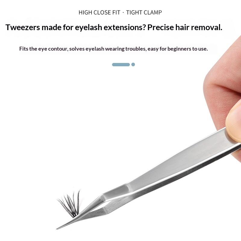 Lash Extension Tweezers Anti Slip Stainless Steel Curved Tip Straight Tweezers High Precision Nail Art Makeup Beauty Tools