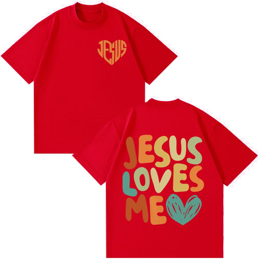 Jesus Loves Me Christian Vintage Graphic Tees Unisex Women Loose Casual T Shirt Shortsleeved Cotton Oversized Tshirts Streetwear