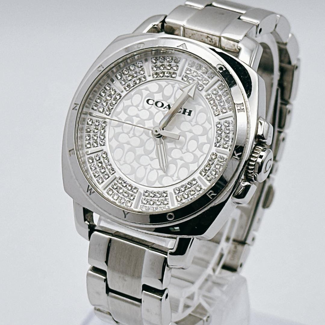 Used Good Condition [Operating/Battery Replaced] COACH Women s Watch Stone Silver