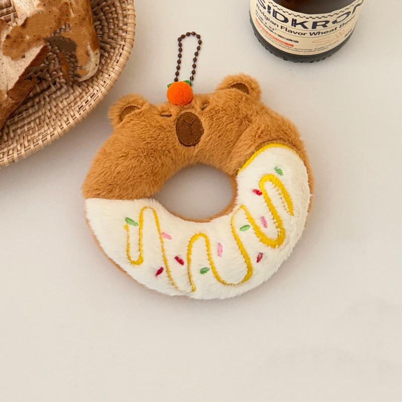 

Cute Donut-shaped Capybara Squeaking Plush Keychain Capibara Plush Toy Hanging Ornament Bag Decoration Pendant Accessories Gift