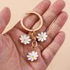 Cute Enamel Daisy Keychain Flower Key Ring Pendants for Women Girls Handbag Decor DIY Handmade Jewelry Gifts