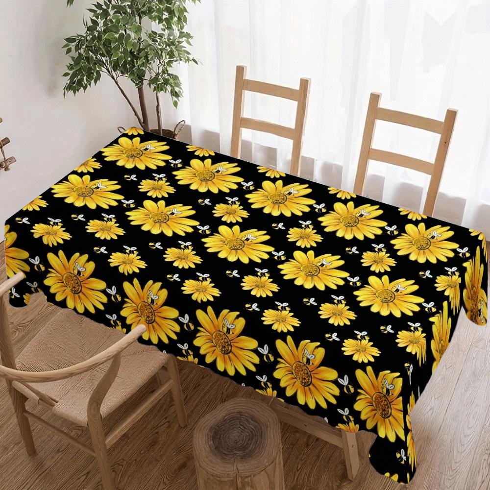 Zonnebloem Patroon Rechthoekige Tafelkleed voor Tafeldecoratie Keuken Eetkamer Waterdicht Herbruikbaar Tafelkleed voor Tafel Binnen Buiten 140x180cm