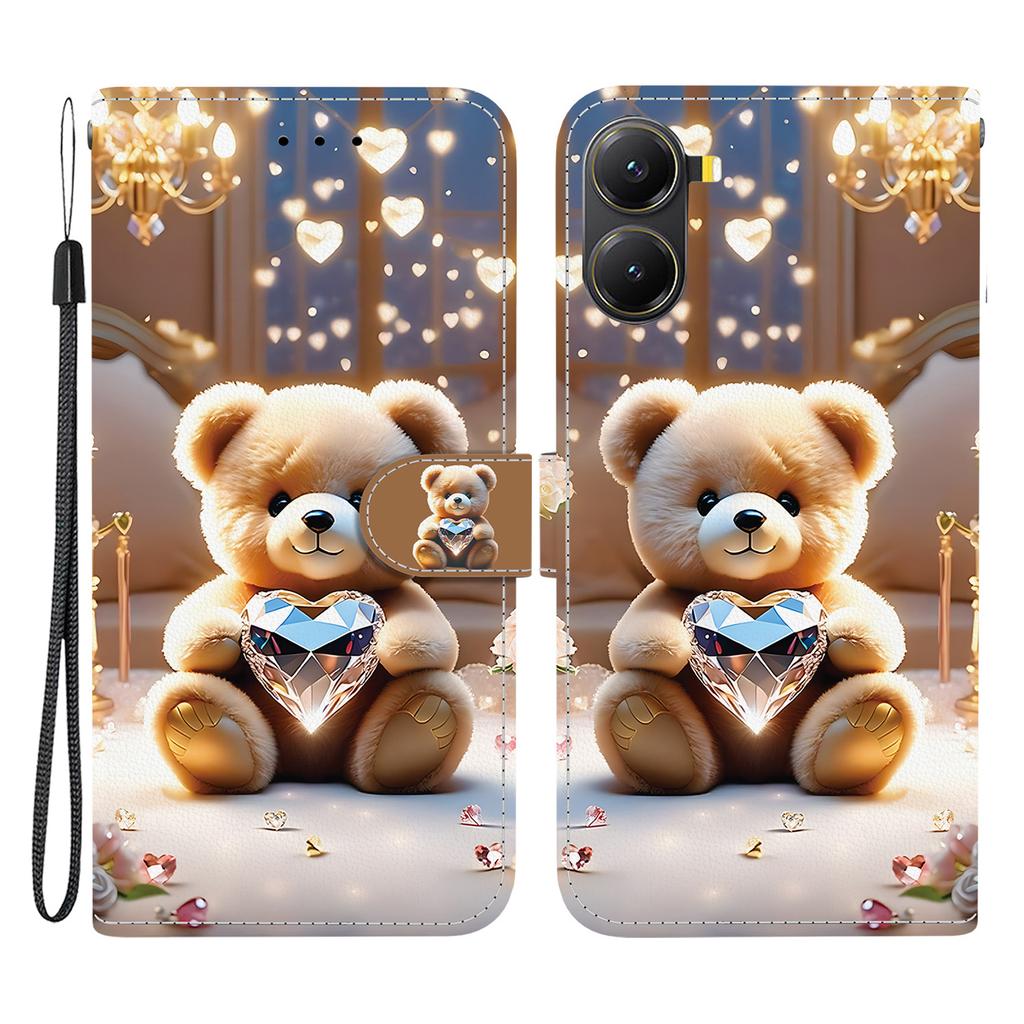 For Xiaomi Redmi Turbo 4 5G/Poco X7 Pro 5G Leather Case Stand Wallet Pattern Printing Phone Cover with Wrist Strap