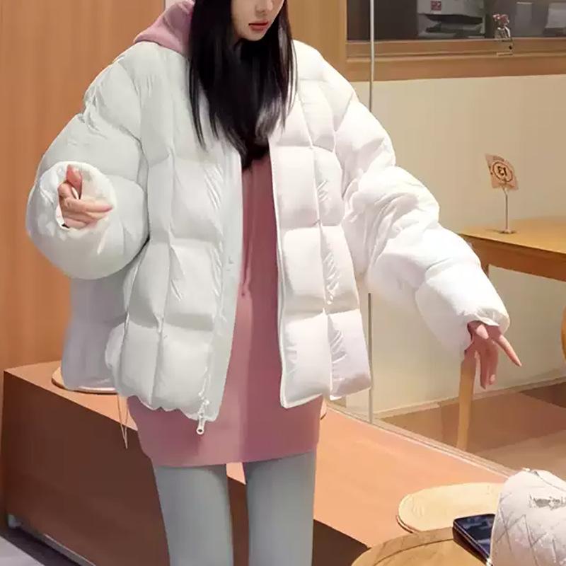 Women's Korean Style Short Tofu Block Down Jacket - Warm, High-End Winter Petite Puffer