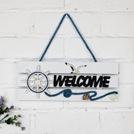 Mediterranean Welcome Doorplate Hanging Pendant Sign Home Store Door Wall Decor