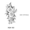 Waterproof Black & White Sketch Flower Half Sleeve Tattoo Stickers