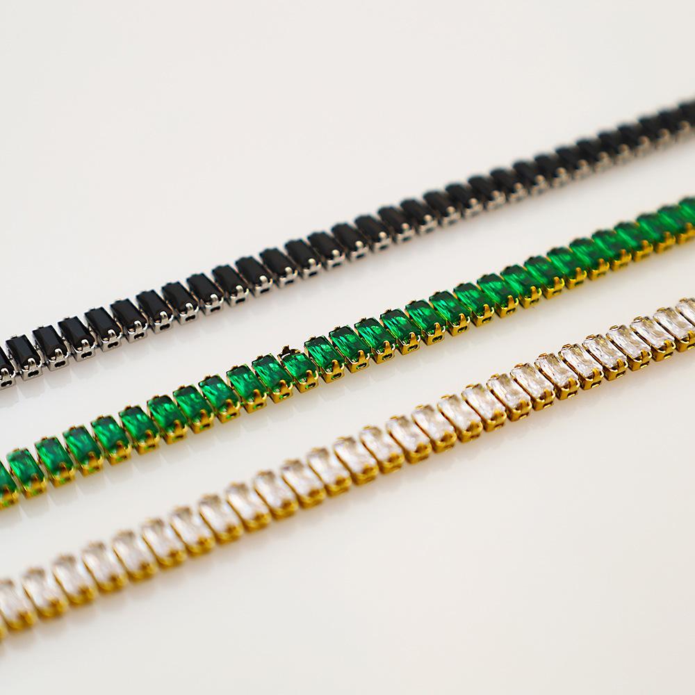 Emerald Zircon Bracelet Hand Jewelry, The Same Niche High-End Titanium Steel Zircon Bracelet For Men And Women