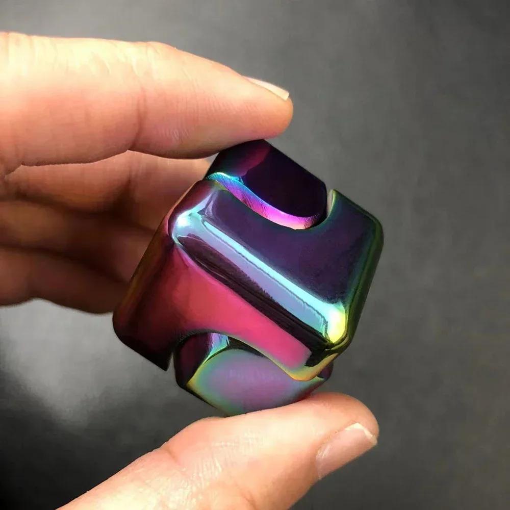 Metal Cube Rotating Fingertip Gyroscope Fidget Anti Stress Toys Adult Office Home Travel Portable Spinner Toys Christmas Gifts