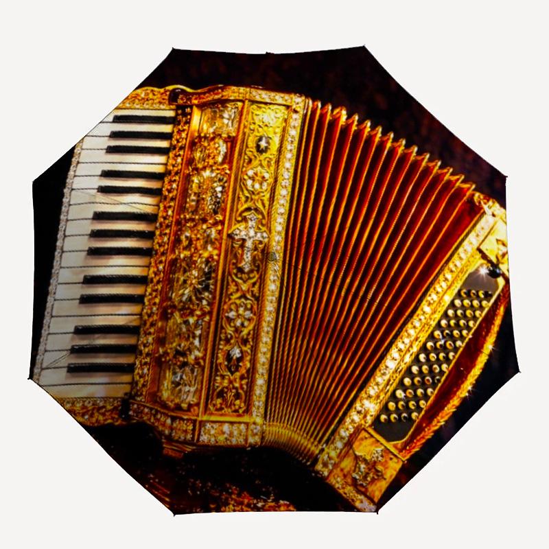1pc Musical Symbols and Musical Instruments Umbrella Portable Folding Umbrella Iron Frame Hole Bone Structure Outdoor Home Umbrella
