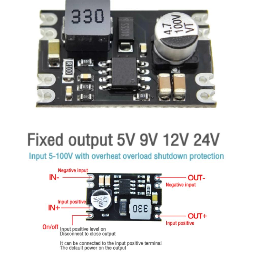 DC-DC Step Down Power Supply Module 2A DC 6-100V To 5V 9V 12V 24V Mini Buck Board Converter Multifunction High Voltage Regulator
