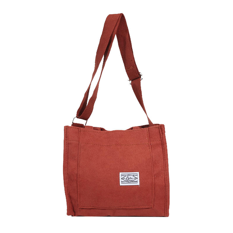 Women's Fashion Corduroy Tote Bag Lightweight Crossbody Style Holds Daily Essentials Ideal for School Work Shopping