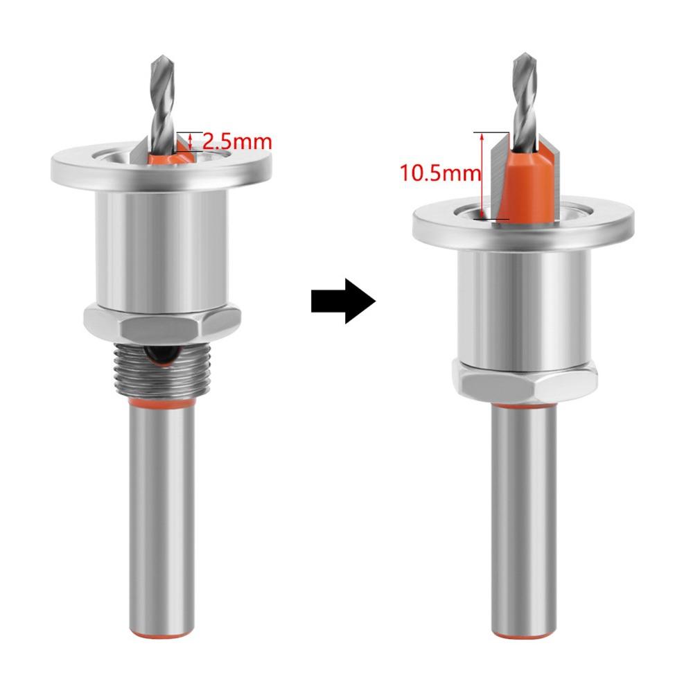5pcs 8mm Round Shank Adjustable Countersink Bit Carbide Tipped Drill Bit For Metalworking