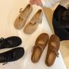 New Autumn Fashion Flat Ballet Shoes Women Shallow Ballet Leather Round Toe Female Ballerina Soft Moccasin Mary Janes Shoes