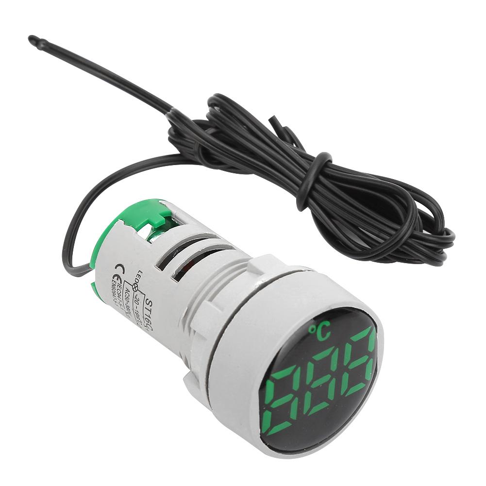 AC 50 380V Temperature Indicator Light LED Digital Displayed Thermometer 20 199 Celsius (Green)