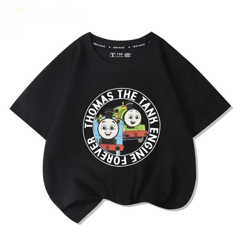 Thomas Train Fun Cartoon Printed New Boys and Girls Summer Cotton Fashion Comfortable T-shirt