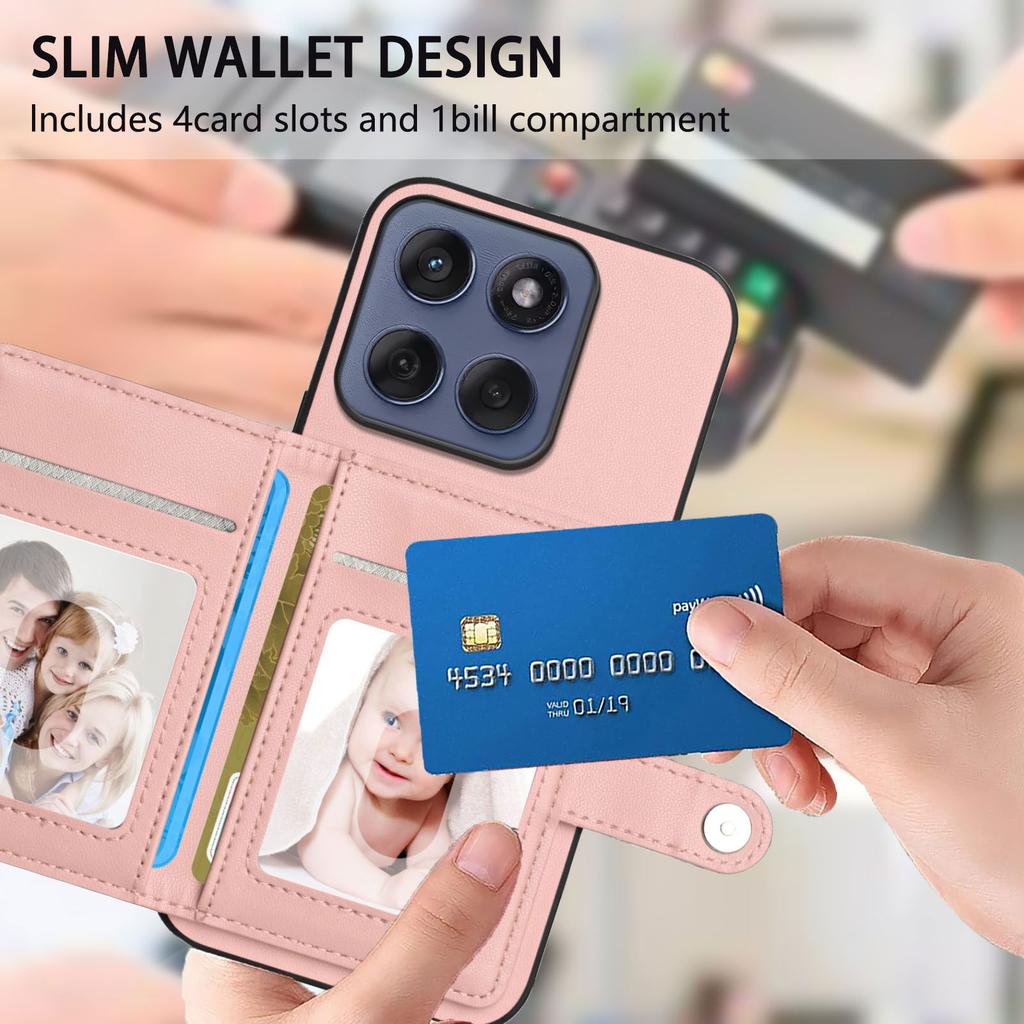 For Motorola Edge 60 5G/Motorola Edge 60s 5G/Motorola Edge 60 Fusion 5G Case RFID Blocking Card Holder Kickstand TPU + PU Leather Phone Back Cover