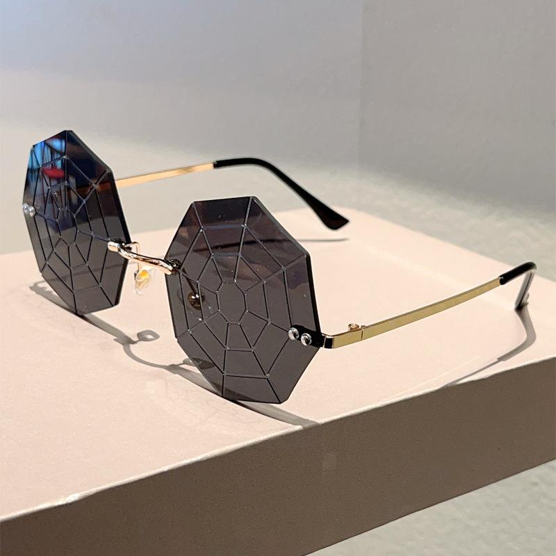 Lunettes de soleil non polarisées en forme de toile d'araignée pour hommes, sans monture, élégantes, amusantes, décoratives, pour femmes, tendance, chic, design de marque, lunettes de soleil rave