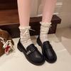 2024 Autumn New Style Skirt Soft Surface Gentle Wind Shallow Mouth Small Leather Shoes French Thick Bottom Le Fu Shoes