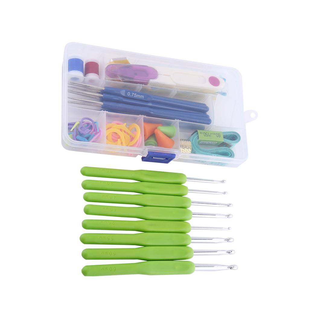 16 Diff Ent Sizes Sewing Tool Crochet Hook Needles Stitches Craft Set Tool(Purple)