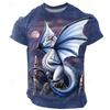Camiseta Masculina Unissex com Estampas Gráficas de Dragão Manga Curta Camiseta 3D Gola Redonda Moda Designer Básica
