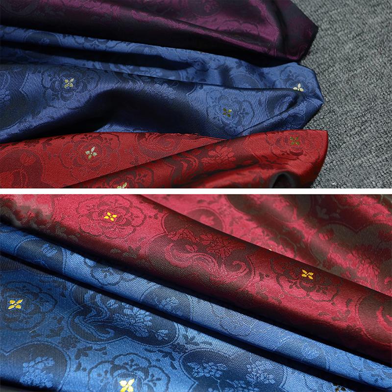 100x150cm High End Jacquard Fabric Small Golden Osmanthus Lotus Flower Brocade Fabric for Cheongsam Horse Face Skirt DIY Sewing