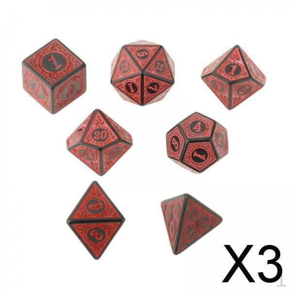 

3x7 шт. Античные акриловые многогранные кубики DND RPG Ролевая игра Игрушки Красный