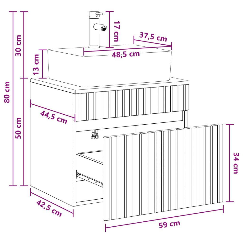 Bathroom Furniture Set Grey Sonoma Engineered Wood
