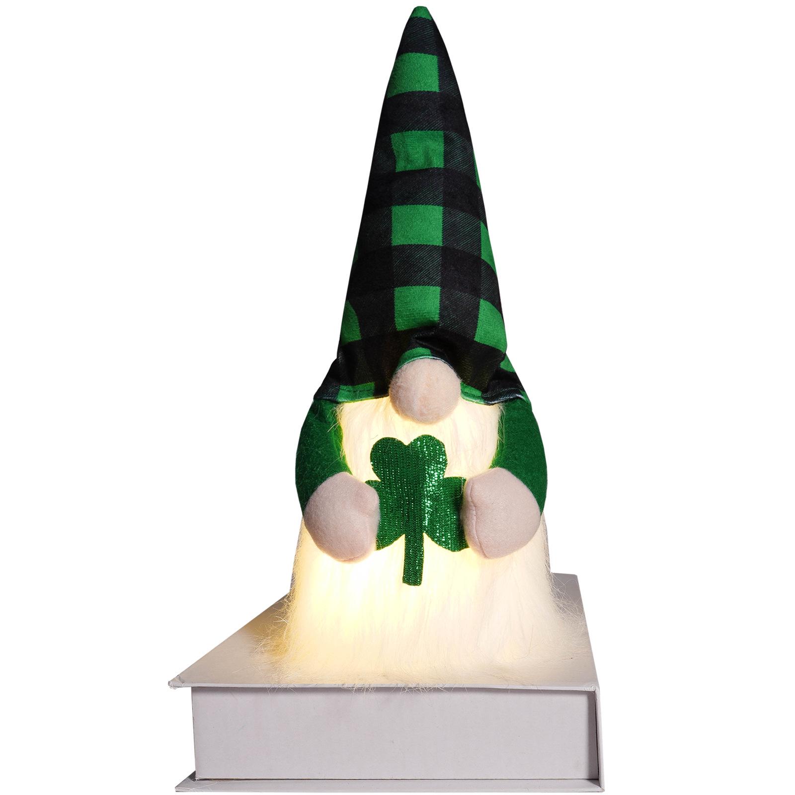 Cross New Irish Festival Luminous Faceless Plush Doll Ornament - Small Green Rudolph Decoration