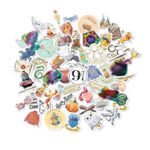 Conquest Journals Naklejki winylowe akwarelowe Harry Potter, 50 sztuk, do użytku wewnątrz/na zewnątrz, wodoodporne i odporne na promieniowanie UV, na wszystko