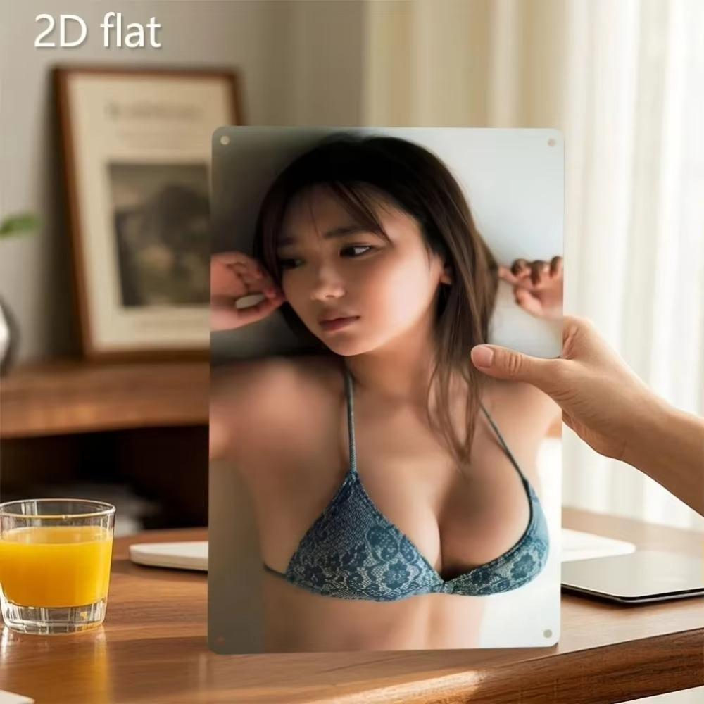 Metal Wall Art Decor Bikini Girl Thoughtful Home Office Garden Plaque 20x30cm Weatherproof Iron