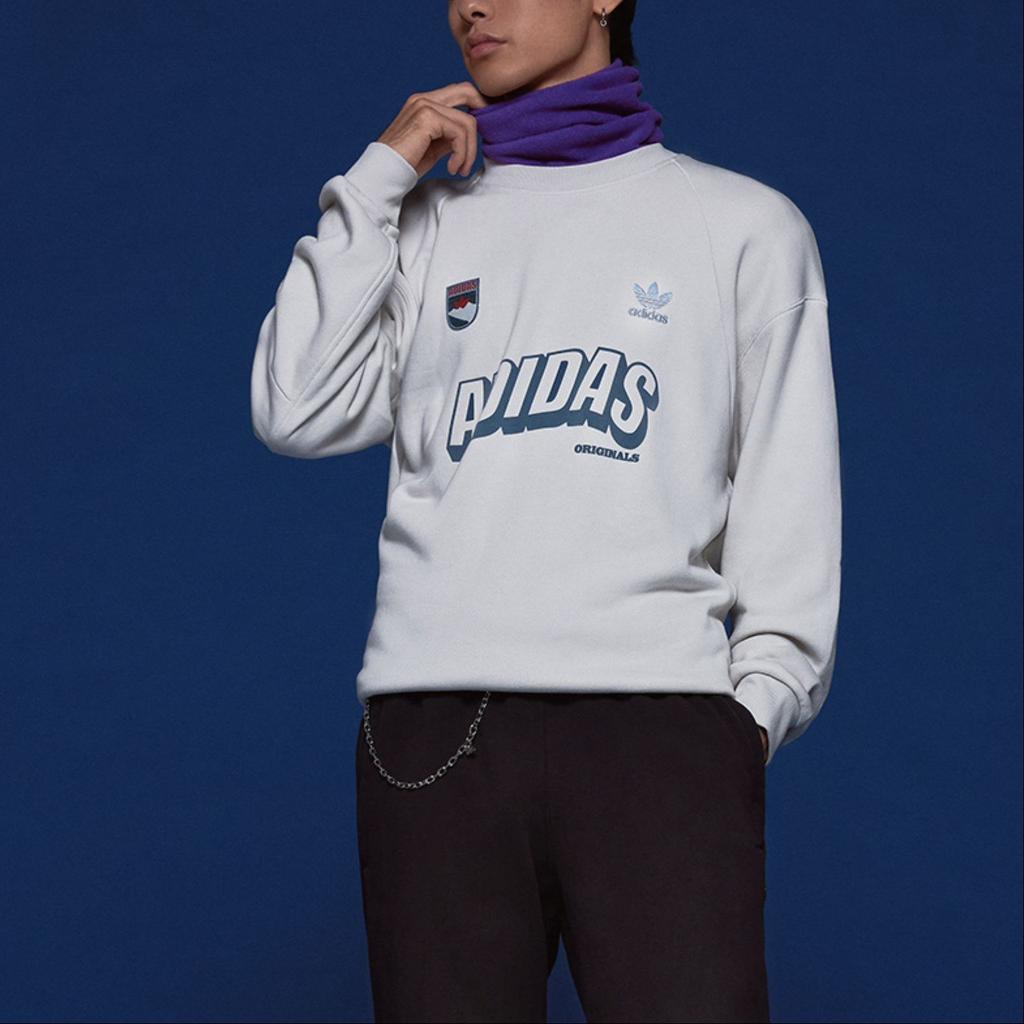 Adidas Originals Sportswear Sweatshirt With Letter Logo Print Men Tops Track-Grey IN0973