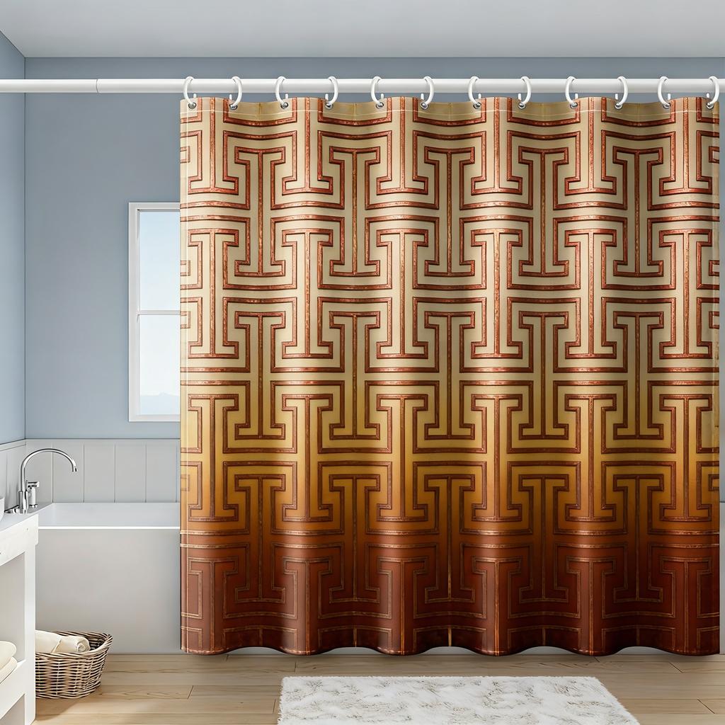 3D Black Geometric Chevron Pattern Waterproof Shower Curtain For Modern Bathroom