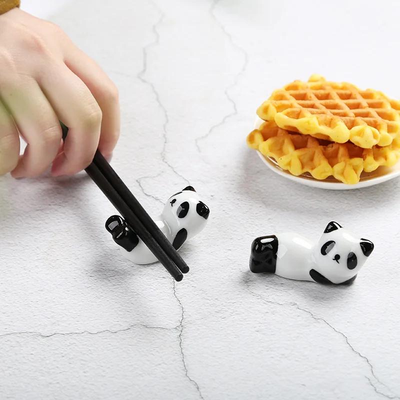 8pcs/set Ceramic Creative Panda Chopstick Holder Stand Chinese Style Chopsticks Rest Home Gadgets Tableware Kichen Accessories