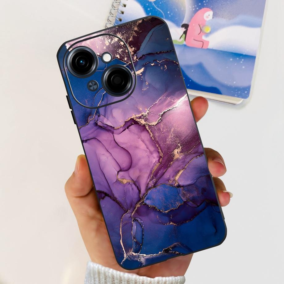 Soft Matte Silicone Bumper Cover For Tecno Spark GO 1 2025 Pop 9 Case TPU SparkGO1 GO2025 Pop9 Marble Love Heart Painting Coques