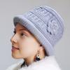 Women Thicken Knitted Hat Flower Crochet Bucket Hat for Elderly Women Winter Warm Fisherman Hat for Outdoor Activities