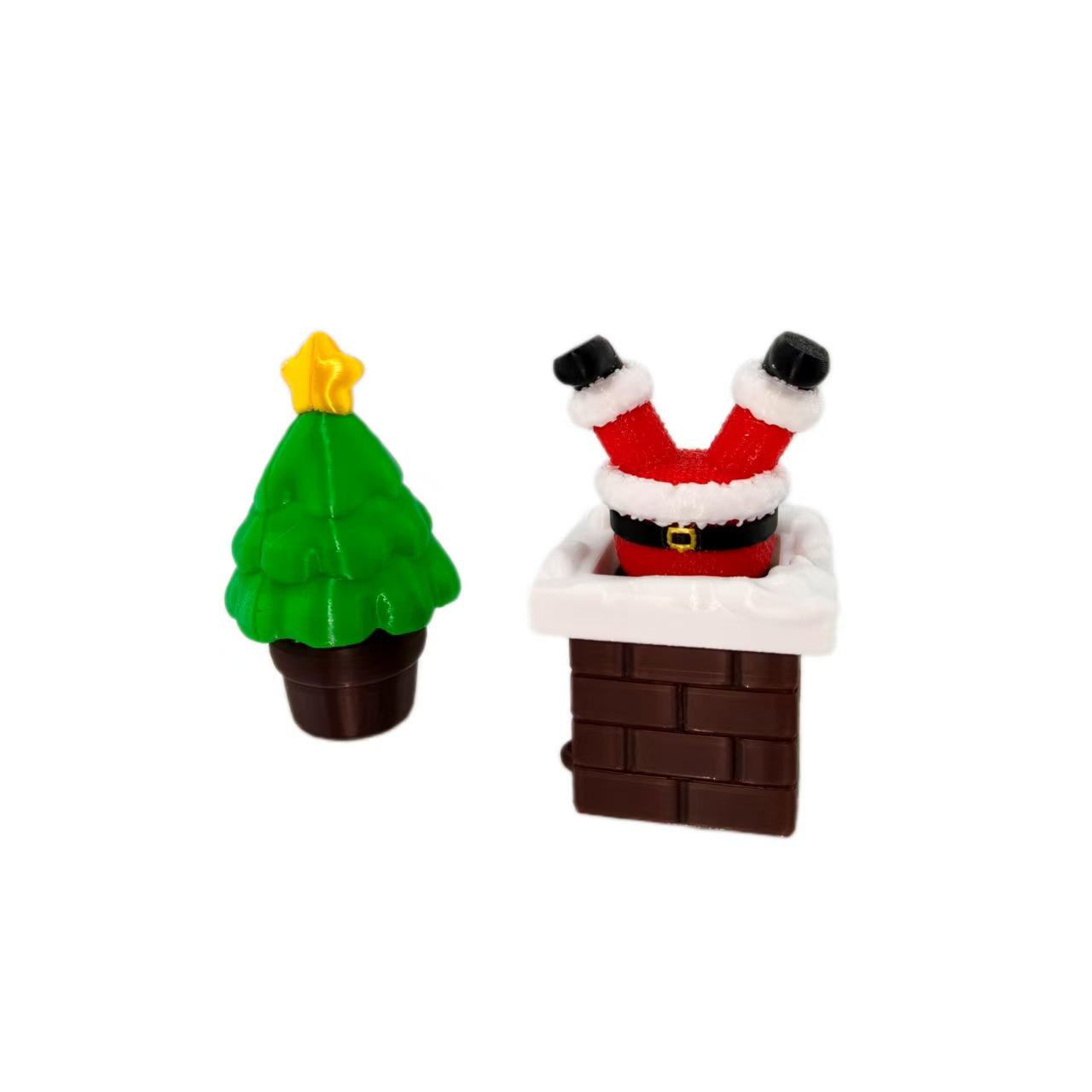 Santa Claus Christmas Tree Button Press Toy - Creative Decompression Novelty Christmas Tree 6.5cm