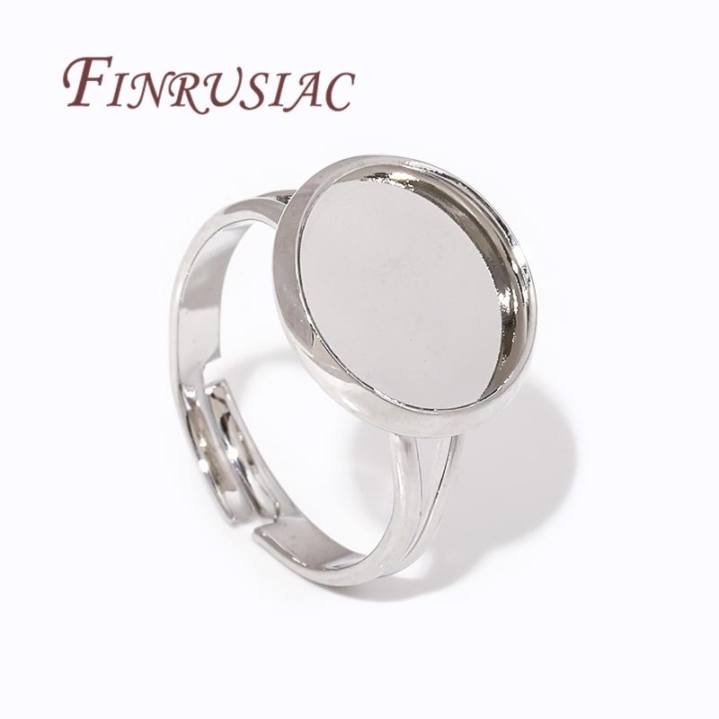 2/5/10Pcs 14K Gold Plated Adjustable Blank Ring Setting Base Bezel Cabochons Rings For Jewelry Making DIY Finger Ring Blank