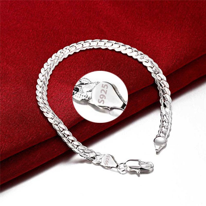 

Nice 925 Sterling Copper 6mm Side Chain Bracelets For Woman Men Fashion Wedding Engagement Zircon Gift медный