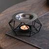 Creative Essential Oil Warmer Polygon Retro Metal Incense Burner Decorative Hollow Out Candle Heating Holder Yoga Practice